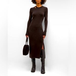 FRAME cashmere cut out midi dress in brown